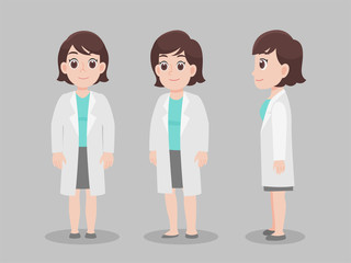 Set of Doctors Character, Health care concept. character pose front side turn around.