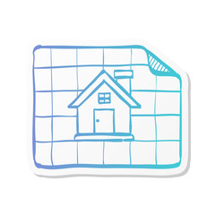 Sticker style icon - House blueprint