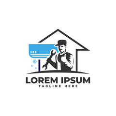 Air Conditioner Repair and Service Logo Vector Icon Illustration 
