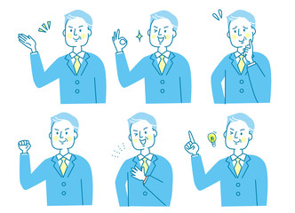 シニア男性　スーツ　表情　セット