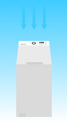 White washing machine vertical loading. Isolated vector on a light background