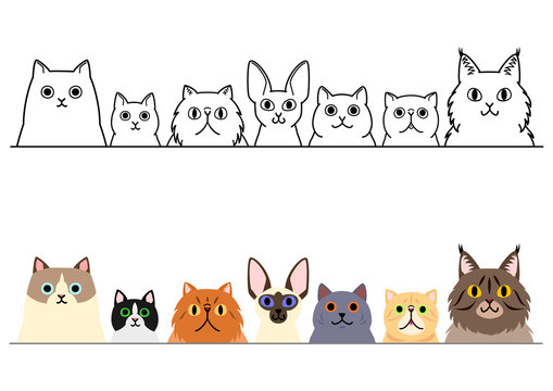 cute cartoon cats border set