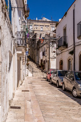 Narrow streets and stairs lined with white houses