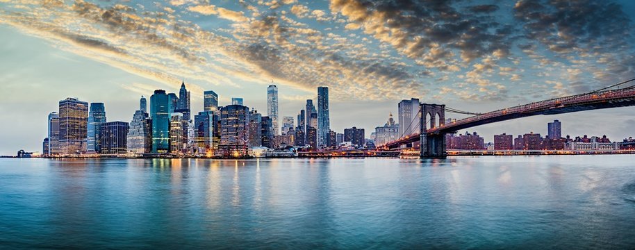New York city sunset panorama 