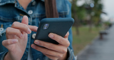 Close up of woman use of mobile phone