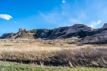 Rocky landscape scenery of Scotts Bluff National Monument, Nebraska