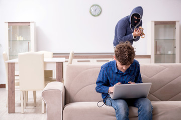 Child abduction concept with young boy