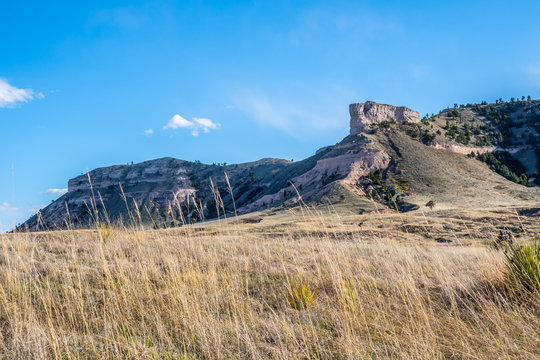 Rocky landscape scenery of Scotts Bluff National Monument, Nebraska