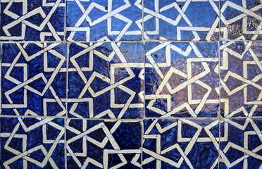 Intricately patterned tile work in Khiva's Old City                 