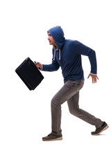 Young male bandit isolated on white