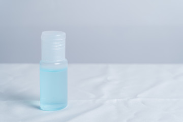 Coronavirus prevention medical surgical masks and hand sanitizer gel for hand hygiene corona virus protection.

