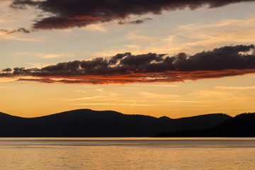 Sunset from walking path near Lake Tahoe Sand Harbor day use area