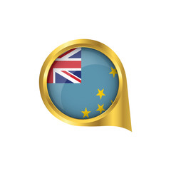 Obraz premium Flag of Tuvalu, location map pin, pointer flag Tuvalu, button gold, Icon country . Vector Illustration EPS10.