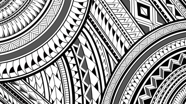 Fototapeta 8K Maori Polynesian pattern design illustrations on a white background.