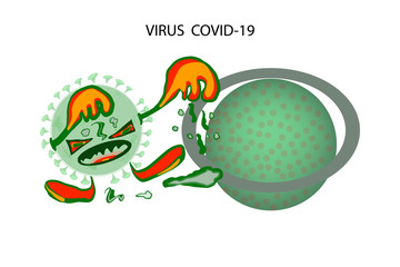 The vector image of the virus, the Covid-19, is spreading throughout the world.