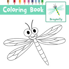 Coloring page Dragonfly animal cartoon character vector illustration