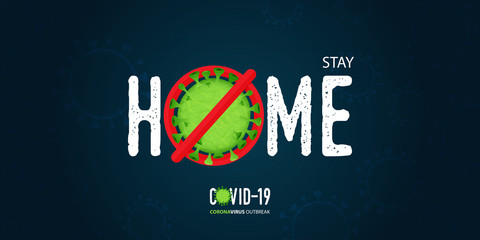 Fototapeta premium Coronavirus or covid-19 banner in social distancing concept. Stay Home banner template design for headline news. Grid abstract background. Vector illustration.