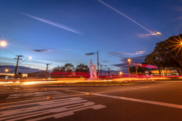 Fototapeta na wymiar long exposure in night city traffic IV