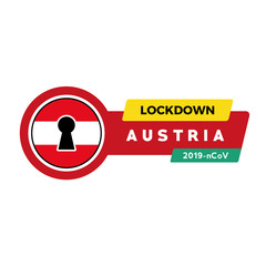 CORONA VIRUS LOCKDOWN, Concept of Lockdown Corona Virus Austria Flag Vector Illustration