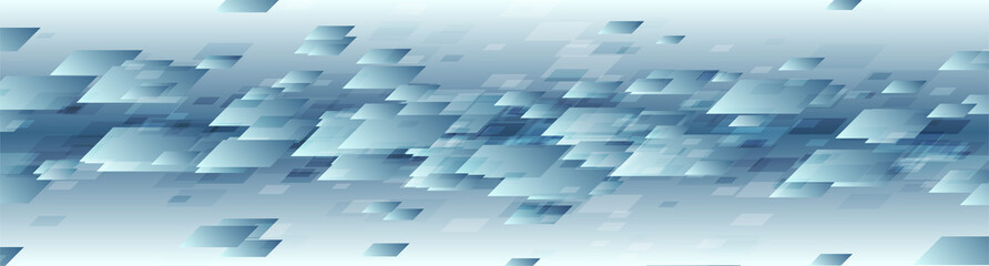 Blue technology geometric abstract background. Vector web banner design