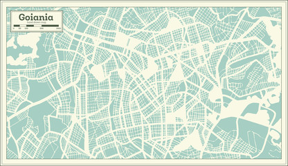 Fototapeta na wymiar Goiania Brazil City Map in Retro Style. Outline Map.