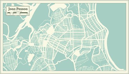 Joao Pessoa Brazil City Map in Retro Style. Outline Map.