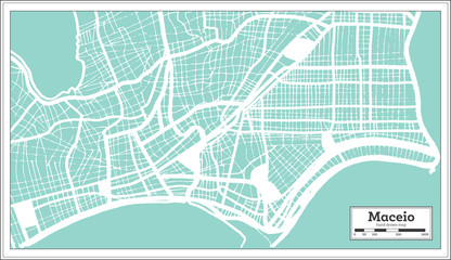 Maceio Brazil City Map in Retro Style. Outline Map.
