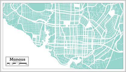 Manaus Brazil City Map in Retro Style. Outline Map.