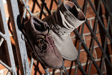 Different Shoes On A Natural Outside Background