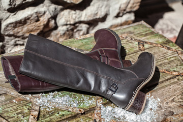 Different Shoes On A Natural Outside Background