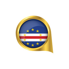 Flag of Cape Verde, location map pin, pointer flag Cape Verde, button gold, Icon country . Vector Illustration EPS10.