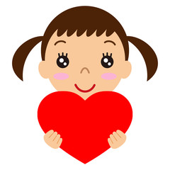 赤いハートを持つ少女のアイコン