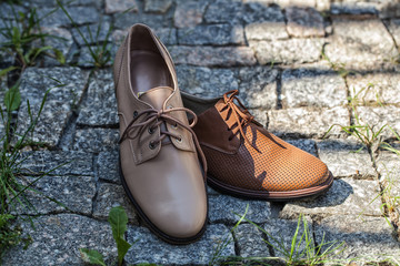 Different Shoes On A Natural Outside Background