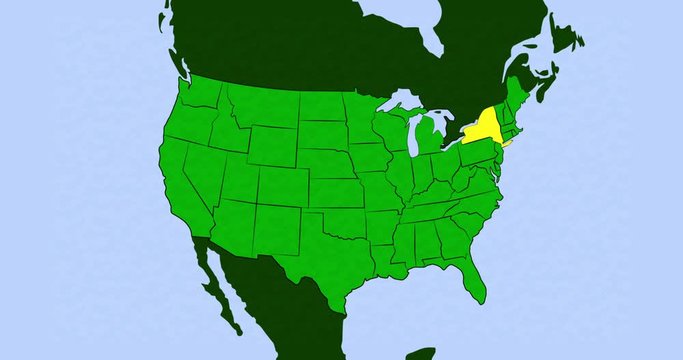 2D Animation of USA map highlighting New York State