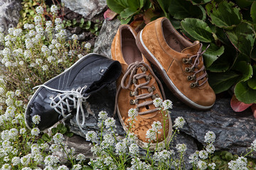 Different Shoes On A Natural Outside Background