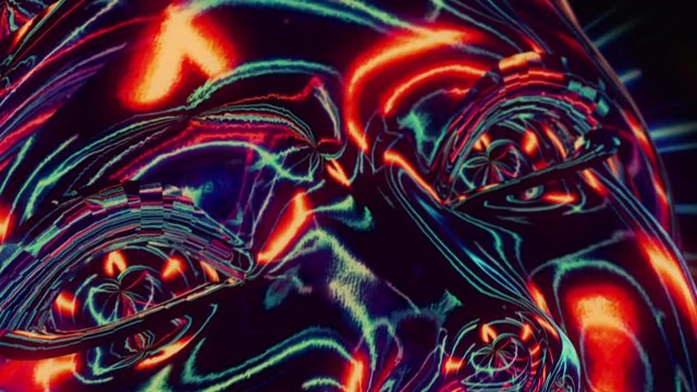 Animated chrome female with glow effects. 3d-rendering.