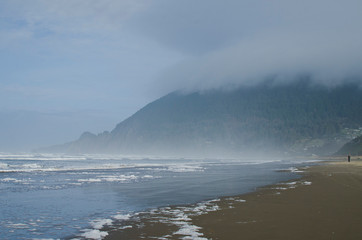 Edge of the cold shore line on the foamy coast line in the winter season. 