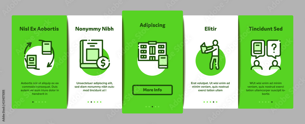 Poster reading library book onboarding mobile app page screen vector. reading and learning, smartphone and 
