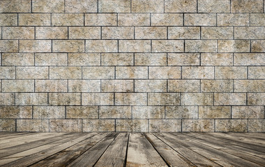 room with brick wall