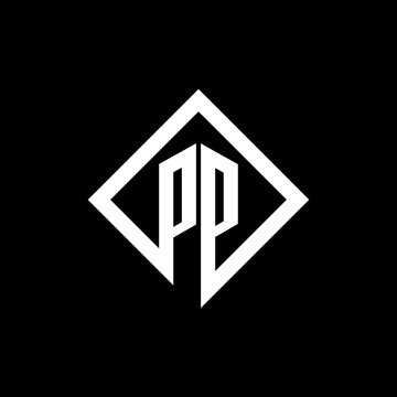 PP logo monogram with square rotate style design template