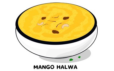 Mango ka halwa indian Sweet food Vector