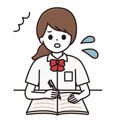 学生 女の子 勉強 イラスト