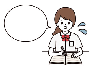 学生 女の子 勉強 吹き出し イラスト