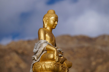Brass idol of Lord Buddha at Nako Monastery, Himachal Pradesh India