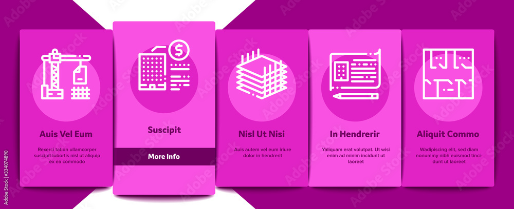 Aufkleber bim building information modeling onboarding mobile app page screen vector. building document and pl