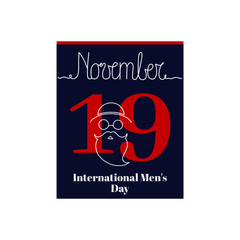 Calendar sheet, vector illustration on the theme of International Men's day on November 19th.