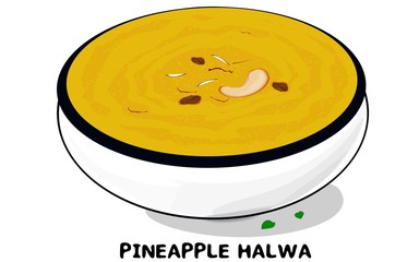 Pineapple Halwa indian Sweet food Vector