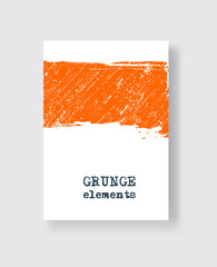 Orange grunge brush stroke on white background. Minimalistic style.