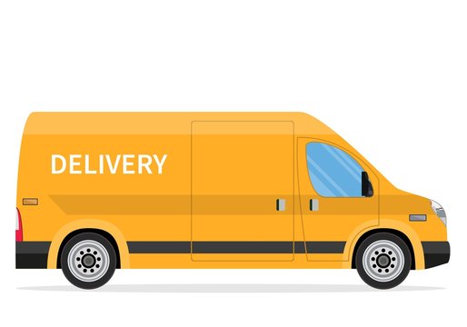 delivery truck van isolated on white background. Online delivery service concept. delivery home and office. Vector illustration in flat style