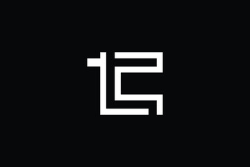 Obraz premium Minimal elegant monogram art logo. Outstanding professional trendy awesome artistic TC CT initial based Alphabet icon logo. Premium Business logo White color on black background